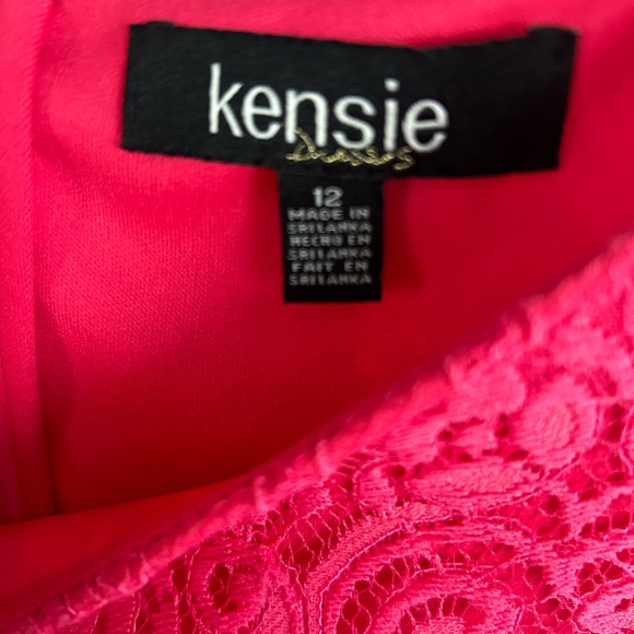Kensie scallop lace sheath dress - NWT - fuchsia/hot pink -  size 12 - Picture 4 of 4